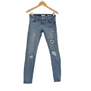 Guess Power Stretch Skinny Jeans Blue Distressed Ripped Light Wash 26x28